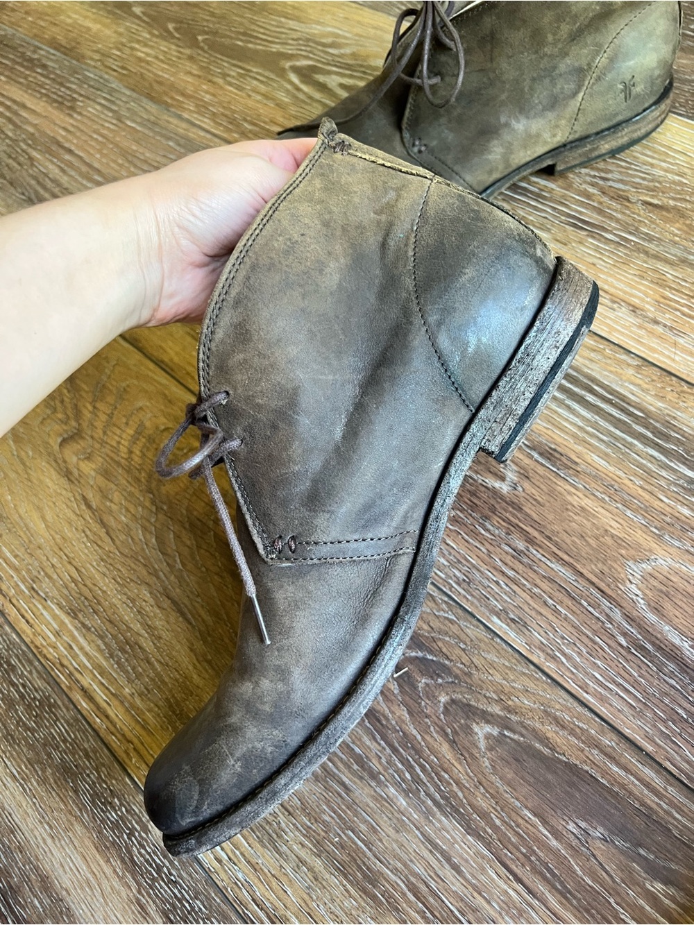 Frye Phillip Chukka Boots Brown Distressed Leather Lace-Up Ankle Boots Mens 10.5 - Picture 4 of 9
